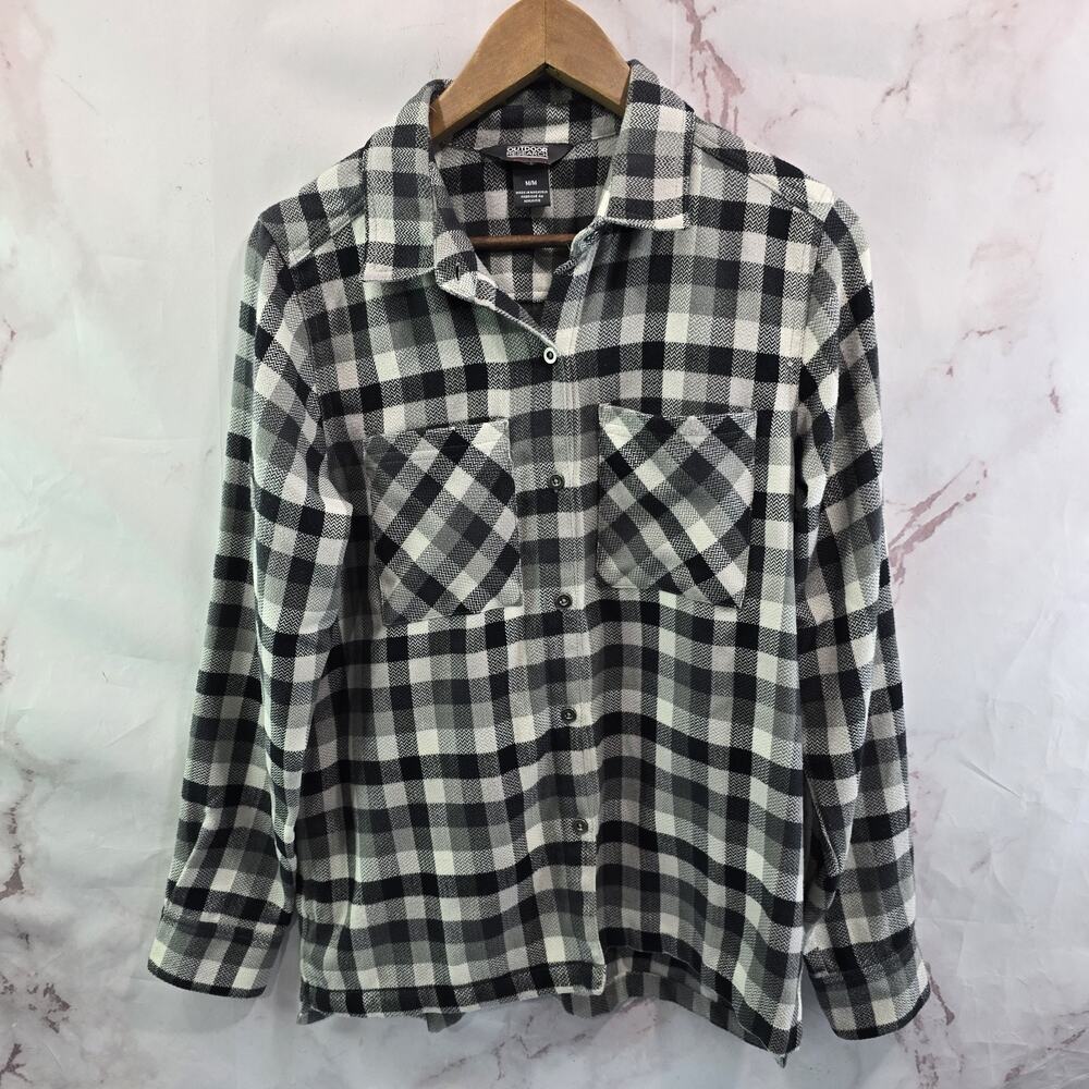Outdoor Research Shirt Womens Medium Black Feedback Flannel Long Sleeve Button